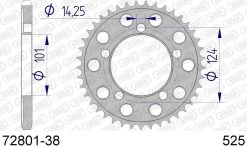 AFAM Tandwiel Achterzijde Aluminium 38T - 525
