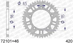 AFAM Tandwiel Achterzijde Aluminium 46T - 420